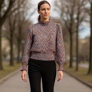 Melanie Lyne NWT Zigzag High Neck Blouse Sz 8